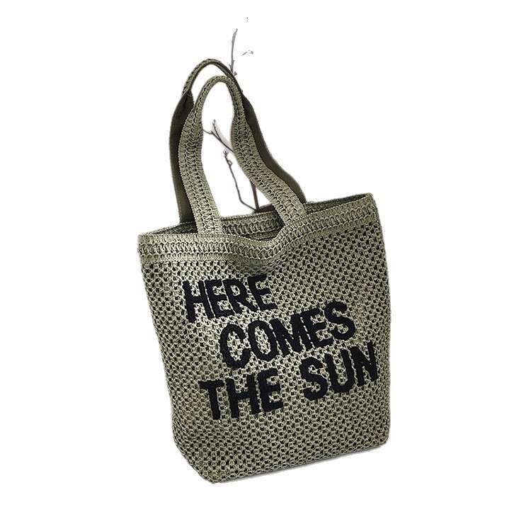 Letter Embroidery New Style Machine Woven Straw Large Capacity Shoulder Beach Tote Bag