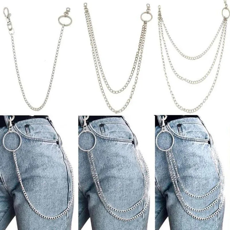 Punk Rock Metal Pants Waist Chain Men Women Key Big Ring Wallet Keychain Jeans Unisex Hiphop Jewelry Gift 250606