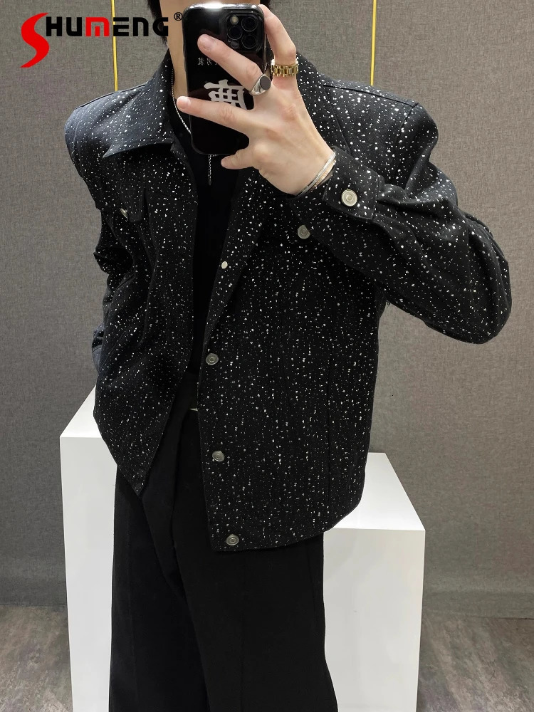Mens Highend Starry Sky Diamond Denim Jackets Spring Autumn Niche Trendy Fashion Versatile Chic Coats 250614