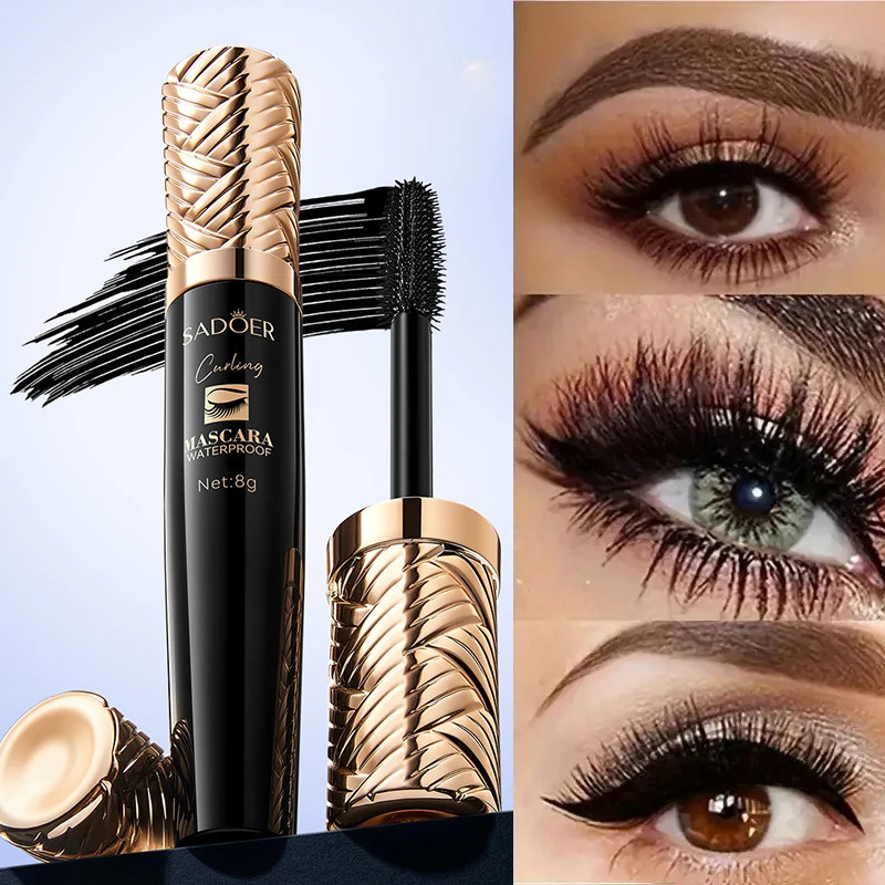 5D Waterproof Mascara Lengthens Eyelashes Black Silk Fiber Female Makeup Cosmetic 250606
