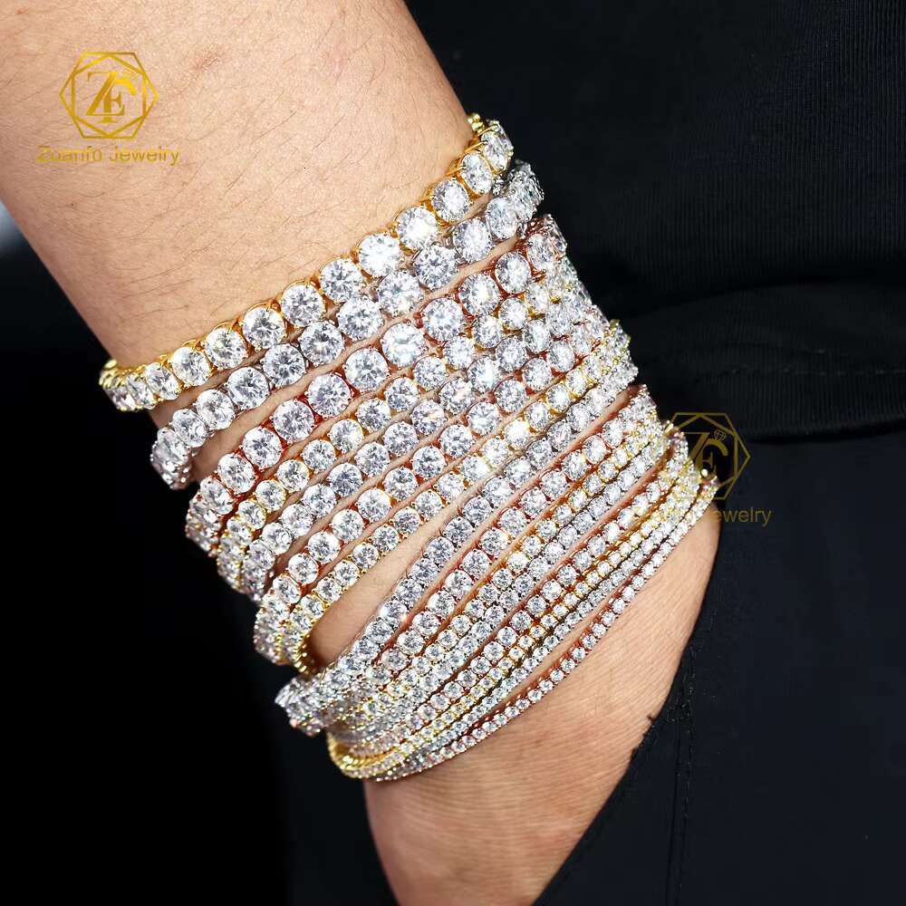 Wholesale 925 Sterling Silver Tennis Bracelet 2mm-6.5mm Cut Moissanite Created Diamond Dainty Bracelet for Men Women As Gift