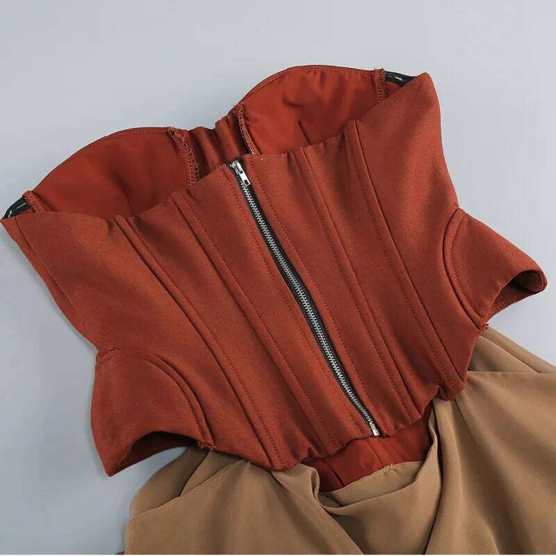 Fashion New Retro Bandage Design Strapless Patchwork Long Dresses For Women Elegant Evening Party Dress Female