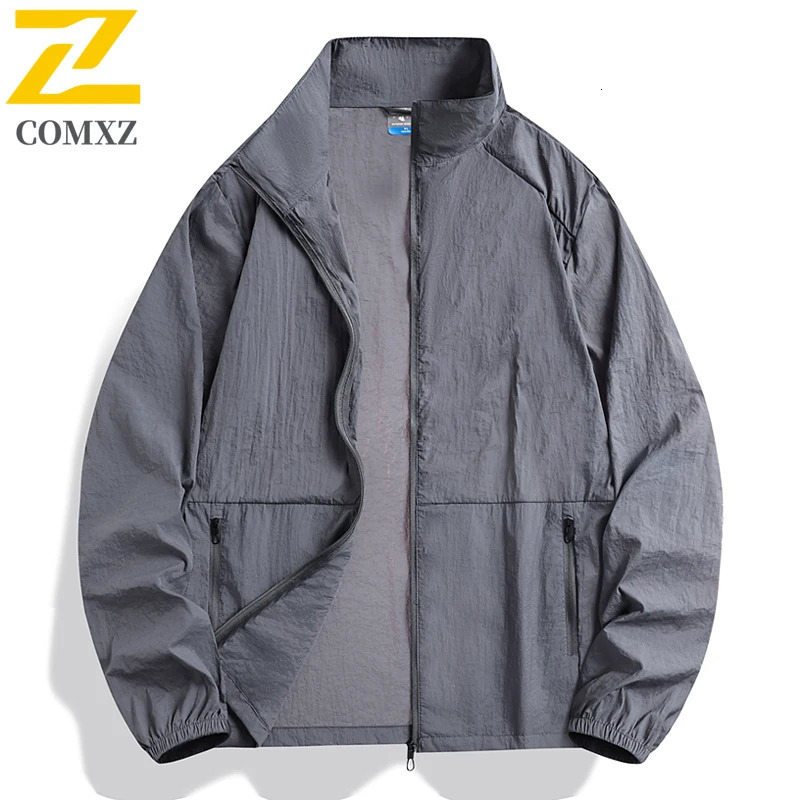 Summer Waterproof Casual Jacket Mens Fishing Bike Zipper Pocket Gym Running Windbreaker Outdoor Sunscreen Thin Clothing 250614