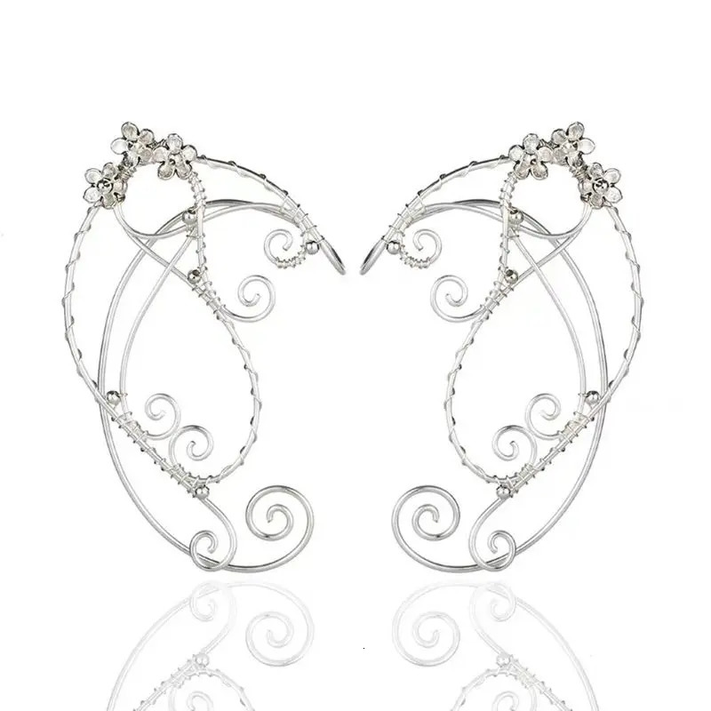 Elf Ear Cuffs Clip-on Earrings Filigree Fairy Wrap Earring Elven Cosplay Costume M2EA 250610