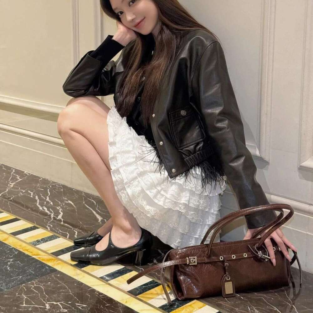 Genuine High-End Leather Niche Dachshund for Women 2024 Autumn Winter New Handbag Motorcycle Style Shoulder Baguette Bag