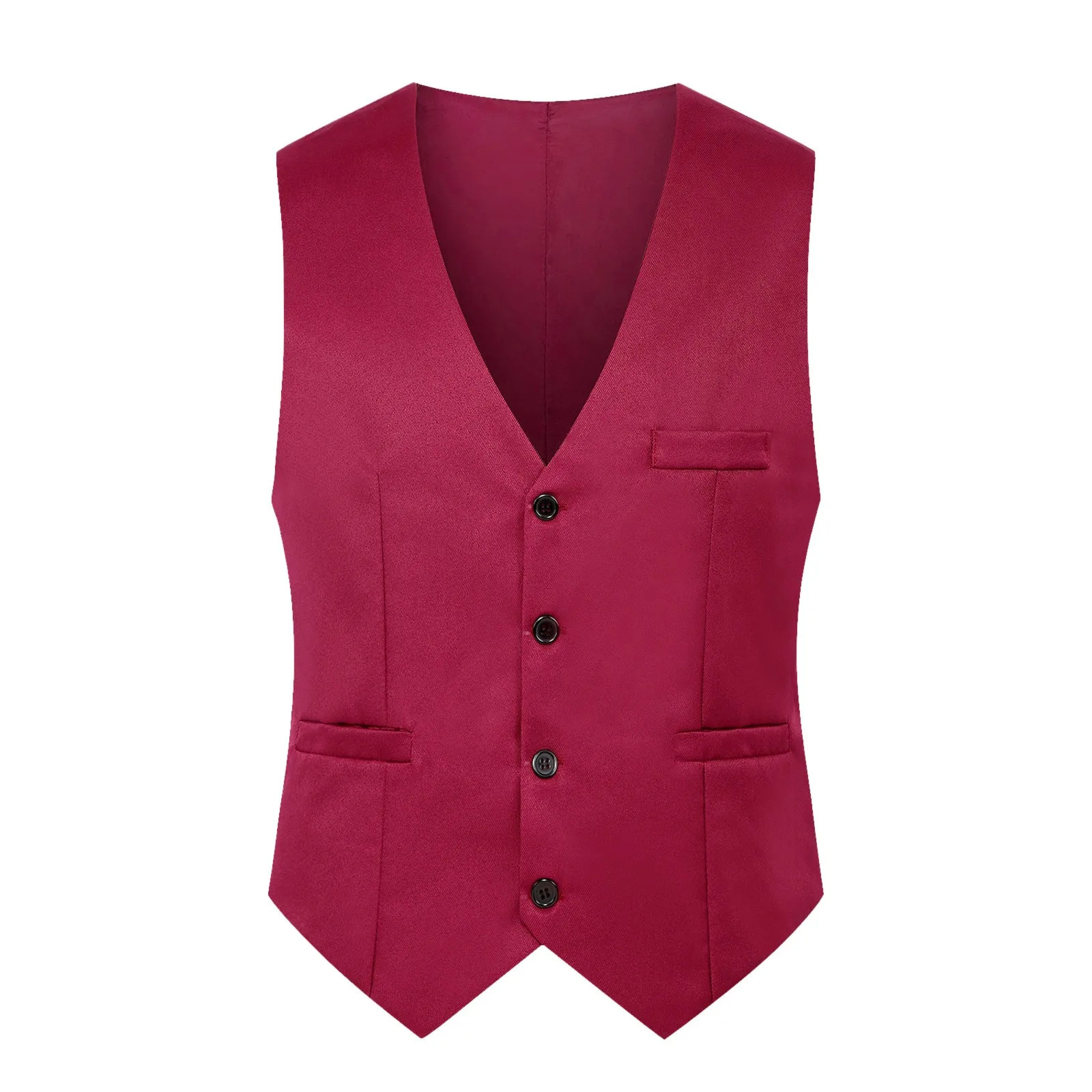 British Fashion Mens Suit Vest Slim Waistcoat Male Party Formal Wear VNeck Button Down Vests Jackets With Pockets 250613