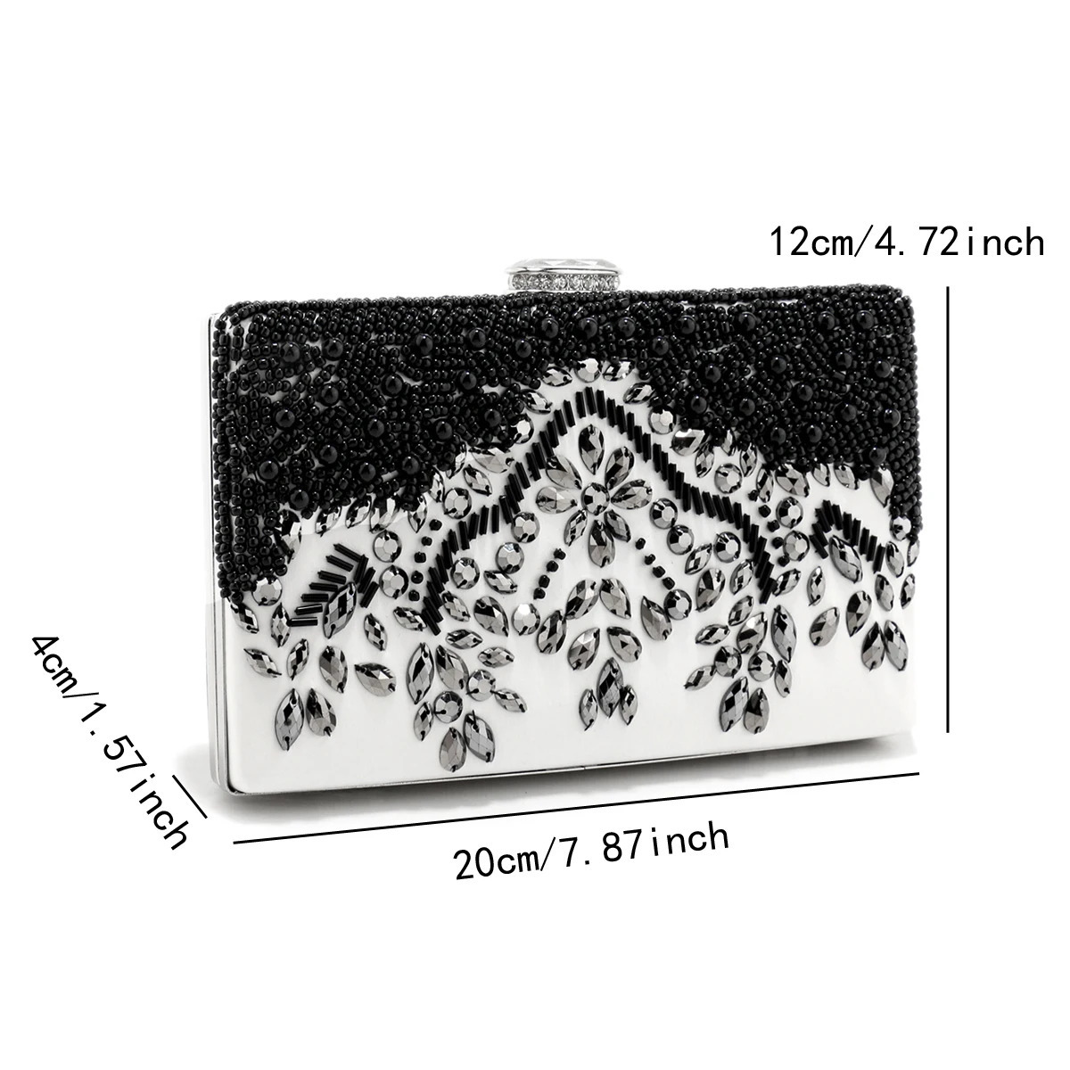 Fashion PU Beading Evening Bags Black Color Party Small Day Clutch One Side Pearl Embroidery Wedding Handbags Purse 250614