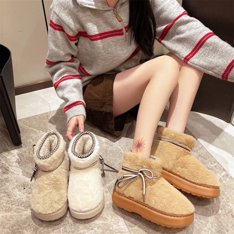 hot Free shipping designer Boots for woman cotton shoes winter keep warm plush Fashion Boots vintage platform white brown snow boots