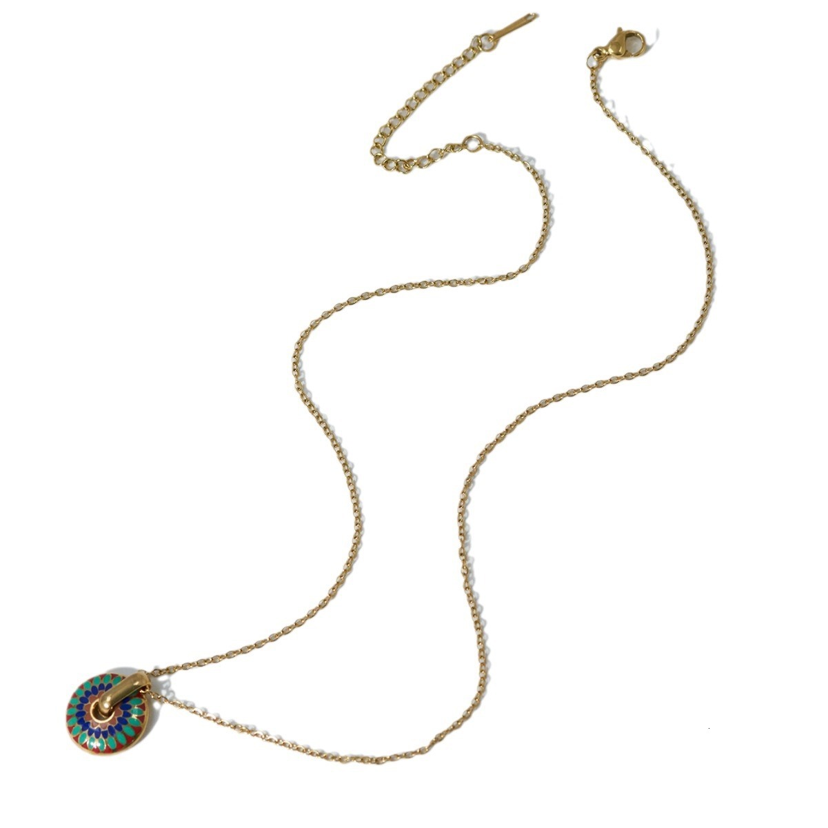 Fashion Enamel Colorful Chrysanthemum Pattern Necklace and Earrings for Women, Niche Design with High-end Feel, Titanium Steel Non-fading Jewelry