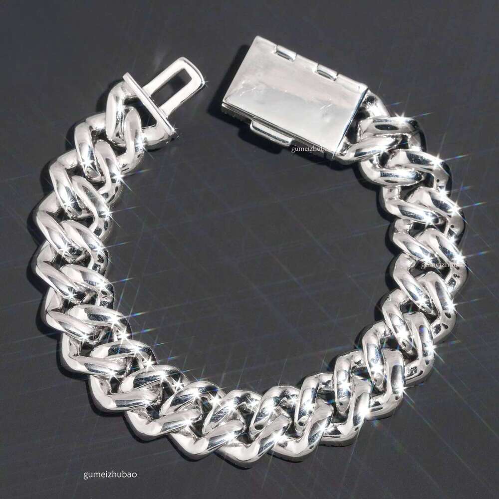 Wholesale Sterling Sier VVS Moissanite Iced Out 16mm 3 Rows Dia Link Chain Necklace Cuban Bracelet