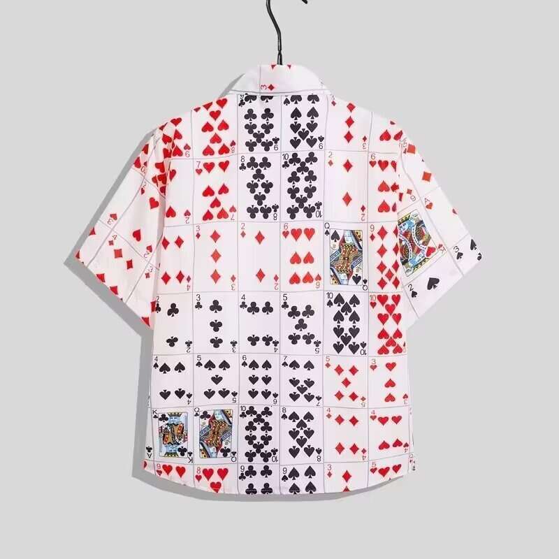 Summer Outfit Men's Unique Short Sleeve Thin Shirt Loose Beach Trendy Casual Two-Piece Set