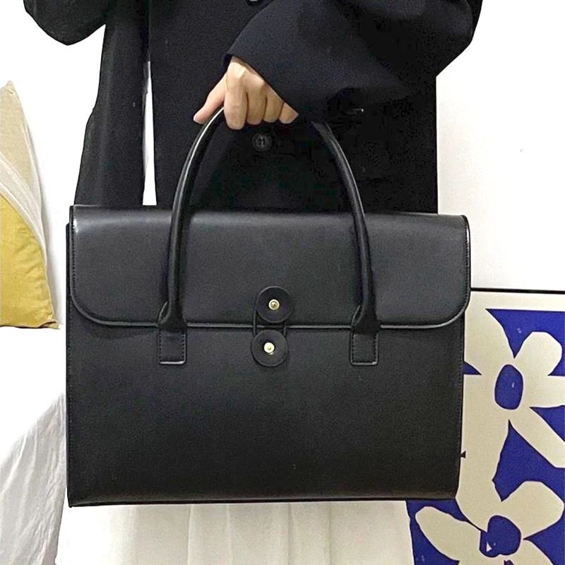 Fashion Leather Tote Bag Large Capacity Custom Letters Business Office 14 inch Laptop Bag For Woman OL Student Briefcase 250614