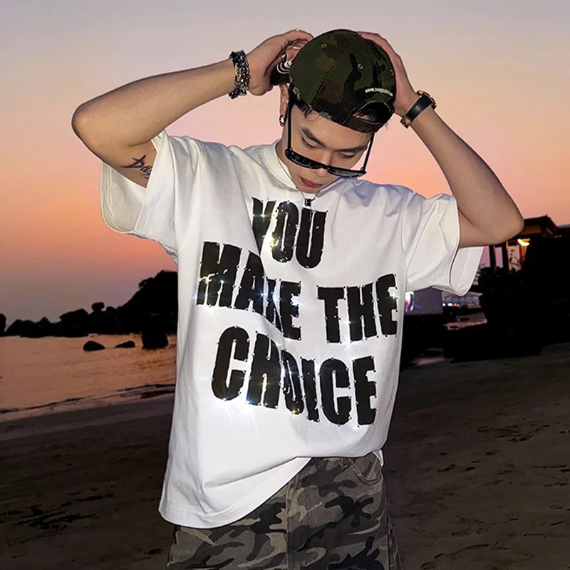 American Street letter Print T-shirt Mens Summer 100% Cotton short sleeves T-shirt Hip Hop style Y2k Top mens clothing 250609