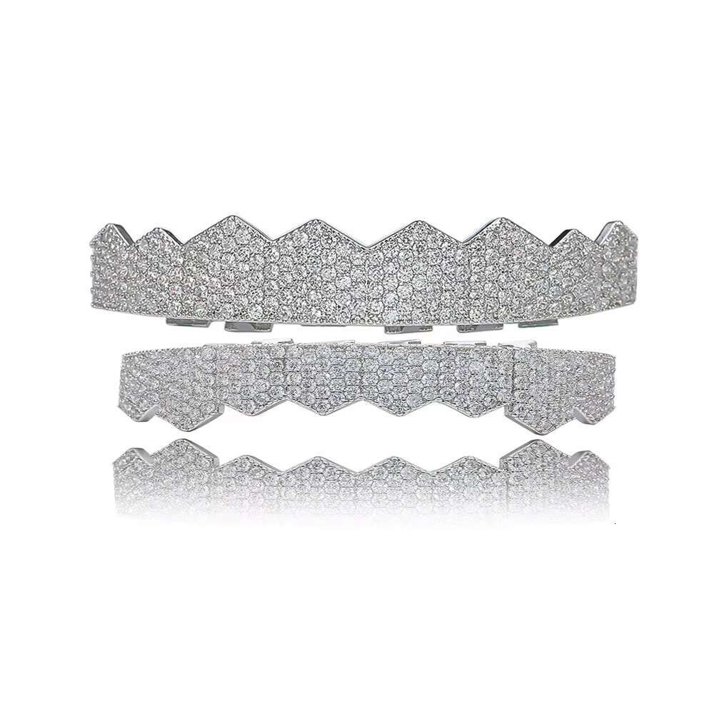 Custom VVS Moissanite Lab Natural Moissanite Hip Hop Teeth 925 Silver Grillz Diamond Teeth