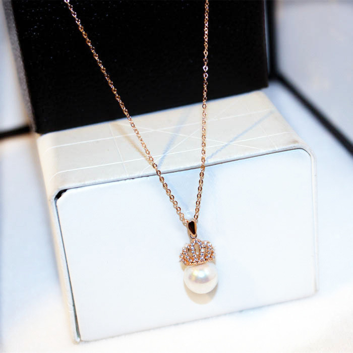 Korean Elegant Pave White 5A Cubic Zircon Crown Pendant Sweet Simple Fashion Jewelry 925 Sterling Silver Rose Gold Fill CZ Diamond Women Wedding Clavi