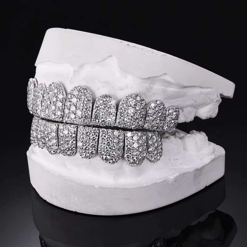 Custom S925 Silver 10K 14K Solid Gold Grillz Iced Out VVS Moissanite Lab Grown Diamond Grillz for Men Women