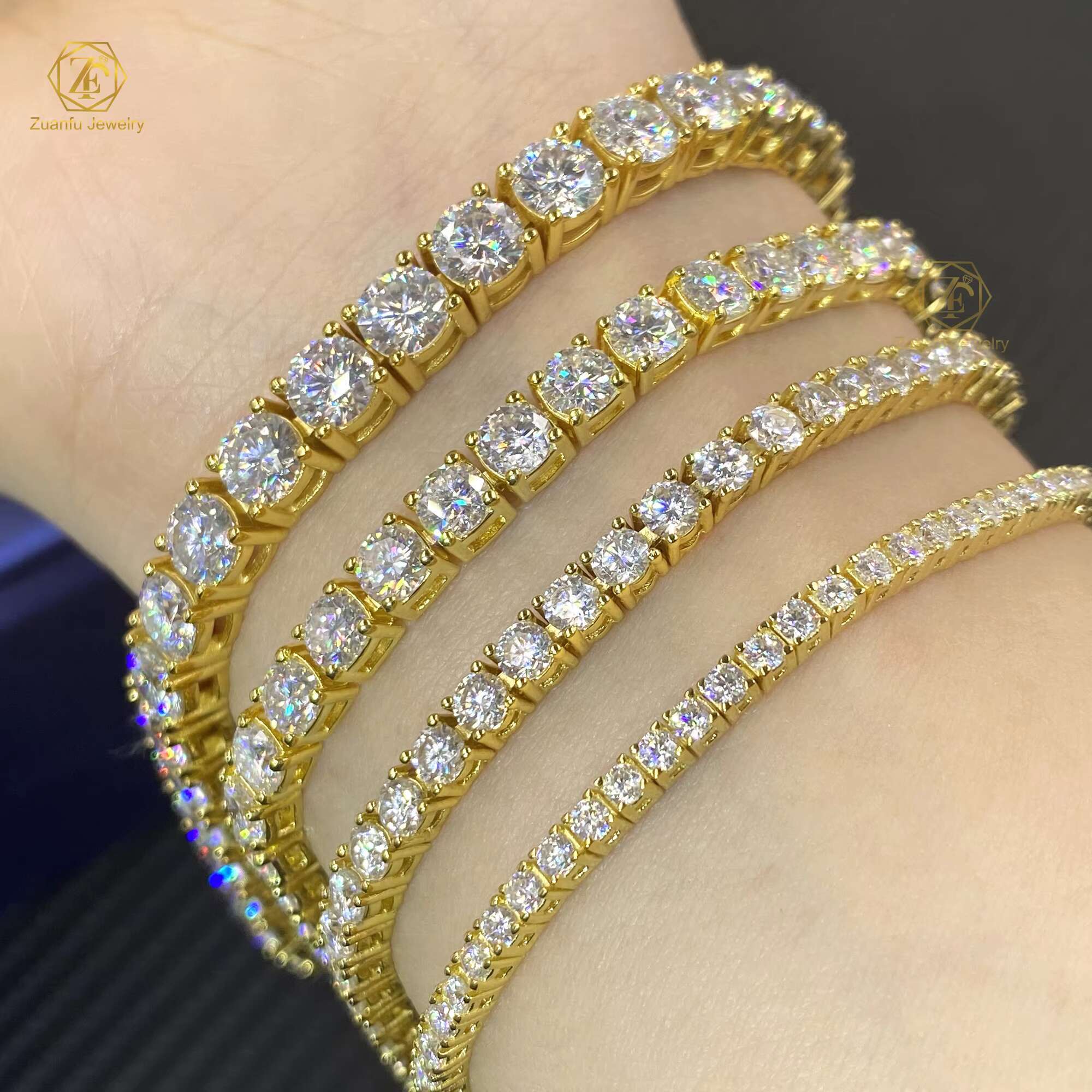 Fast Shipping 925 Silver Moissanite Tennis Bracelet Round Brilliant Cut Diamond Rhodium Plated Fashion Jewelry