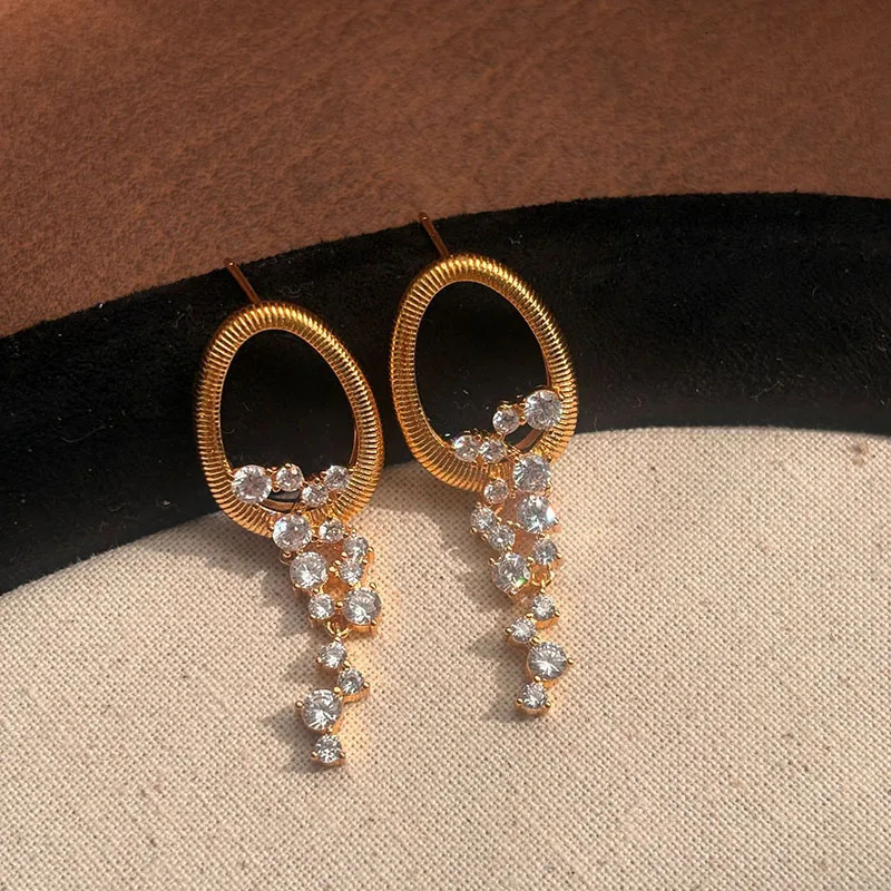 Cz stone tassel oval statement dangle earrings for women long dangle party earrings elegant dainty jewelry in 250610