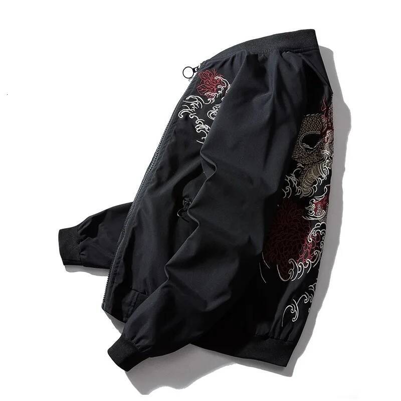 2025 Bomber Men Chinese Dragon Embroidery Pilot Retro Punk Hip Hop Jacket Autumn Youth Streetwear High Street Hipster