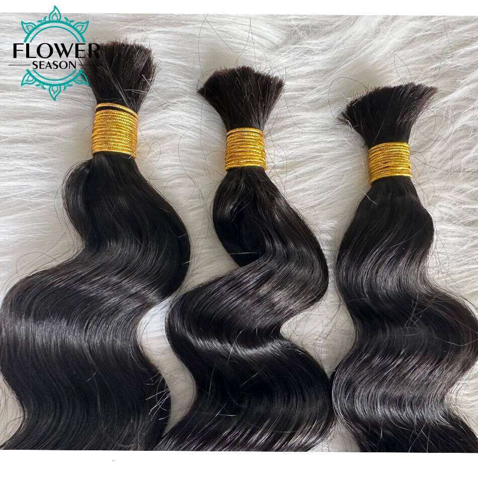 Human No Weft Braiding Loose Wave Full Ends Extensions 3pcs Bulk Bundles Wholesale For Boho Braids Hair