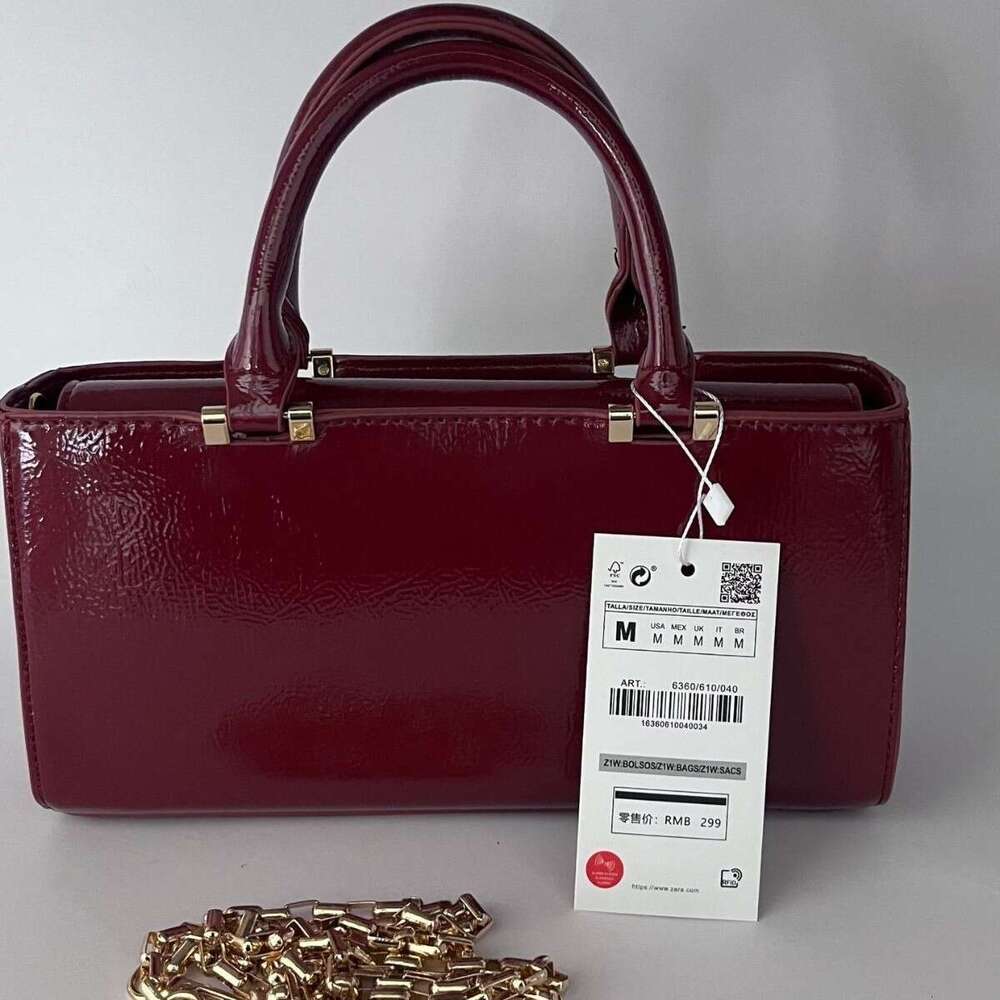 Free shipping designer bag Luxury ZA Autumn Winter New Women s Dark Red High Quality Mini Shoulder Crossbody Handbag Chain Small Square Bag Handbags