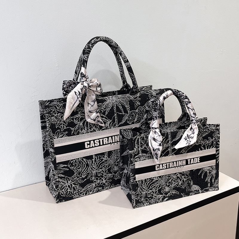 designer Canvas Bag for Women 2025 New Fashion Retro Letter Print Large Capacity Shoulder Bag Tote Bag