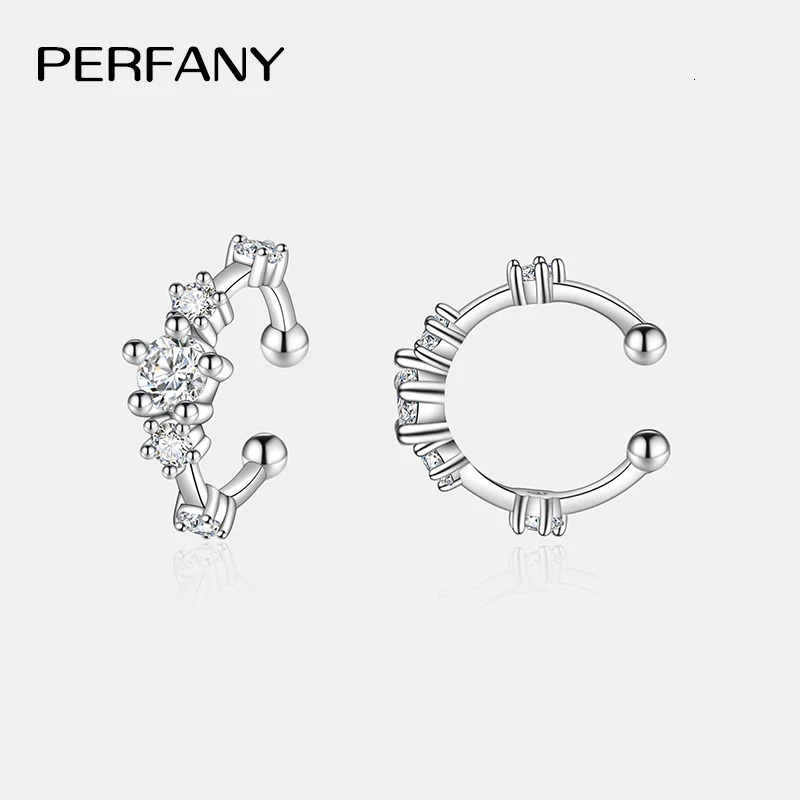 PERFANY 0.64CT All Clip Earrings 100% Pure Silver Minimalist n Laboratory Diamond Hip Hop Party Jewelry 250610