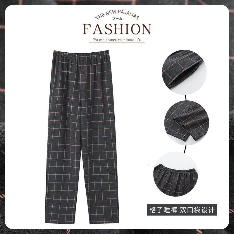Style Cotton Plaid Pajama Pants For Adults Home Furnishing Trousers Men Sleep Bottom Wear 250611