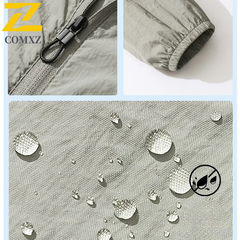Summer Waterproof Casual Jacket Mens Fishing Bike Zipper Pocket Gym Running Windbreaker Outdoor Sunscreen Thin Clothing 250614