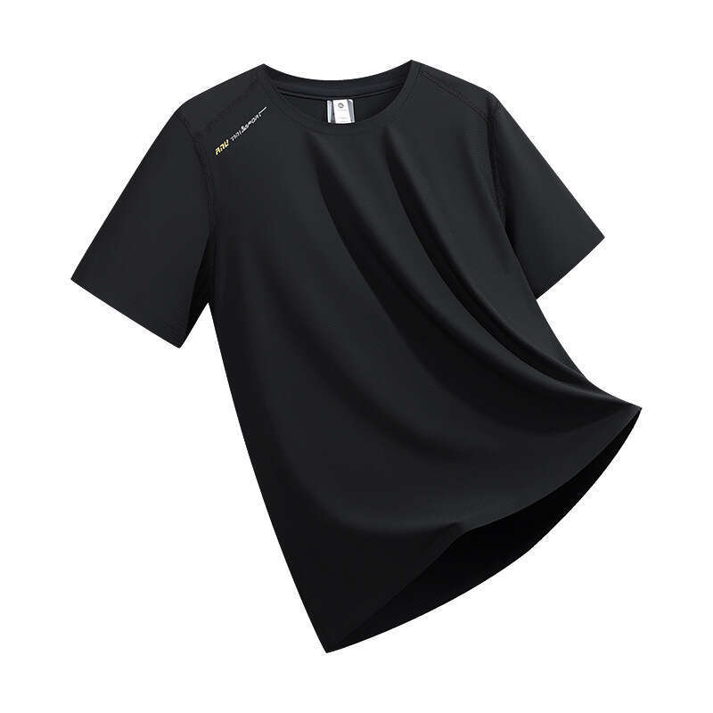 Crew Neck Ice Silk Short Sleeve Breathable Quick-Dry Loose Thin T-Shirt Men's Summer