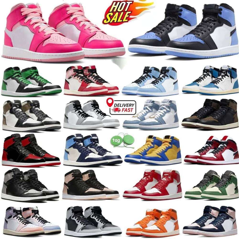 Mens 1 1s mid High basketball shoes UNC toe Patent Bred Lost and found men Sneakers university blue fierce pink Valentine's Day Lucky Green Black White women