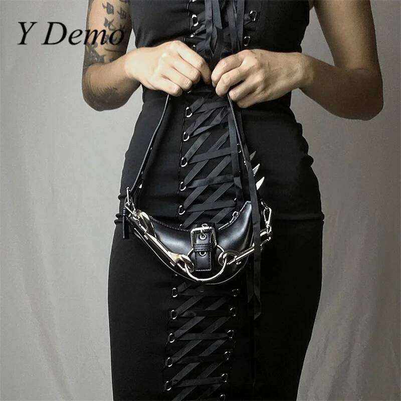 Y Demo Punk Rivets Handbag Gothic Rock Metal Buckles Sparks Women Shoulder Crossbody Mini Bag