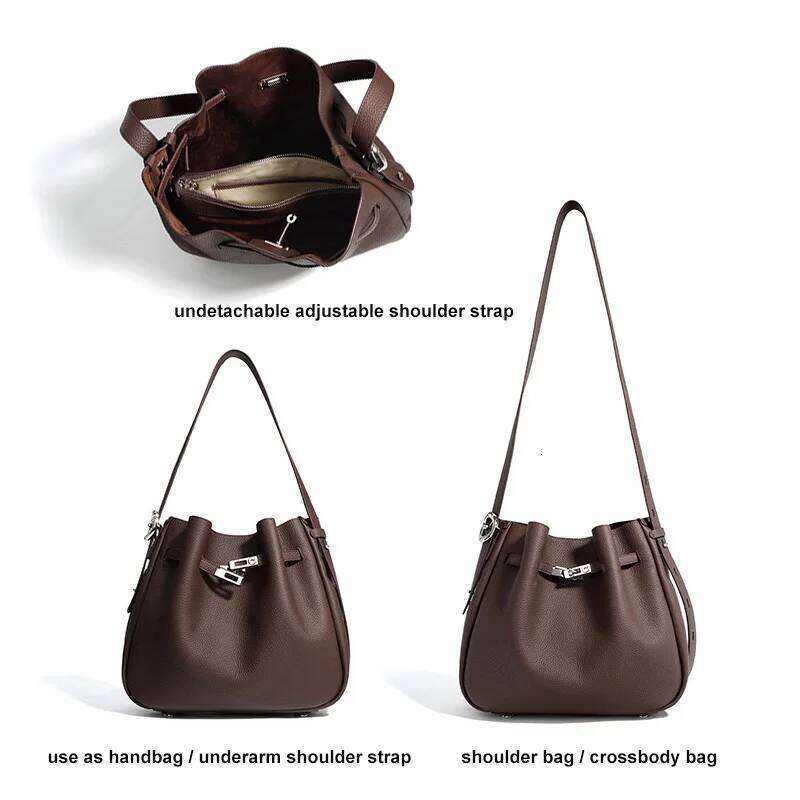 2024 Winter New Women Genuine Leather Underarm Shoulder Bag Lady Fashion Sier Hardware Messenger Girls Tote Female Handbag