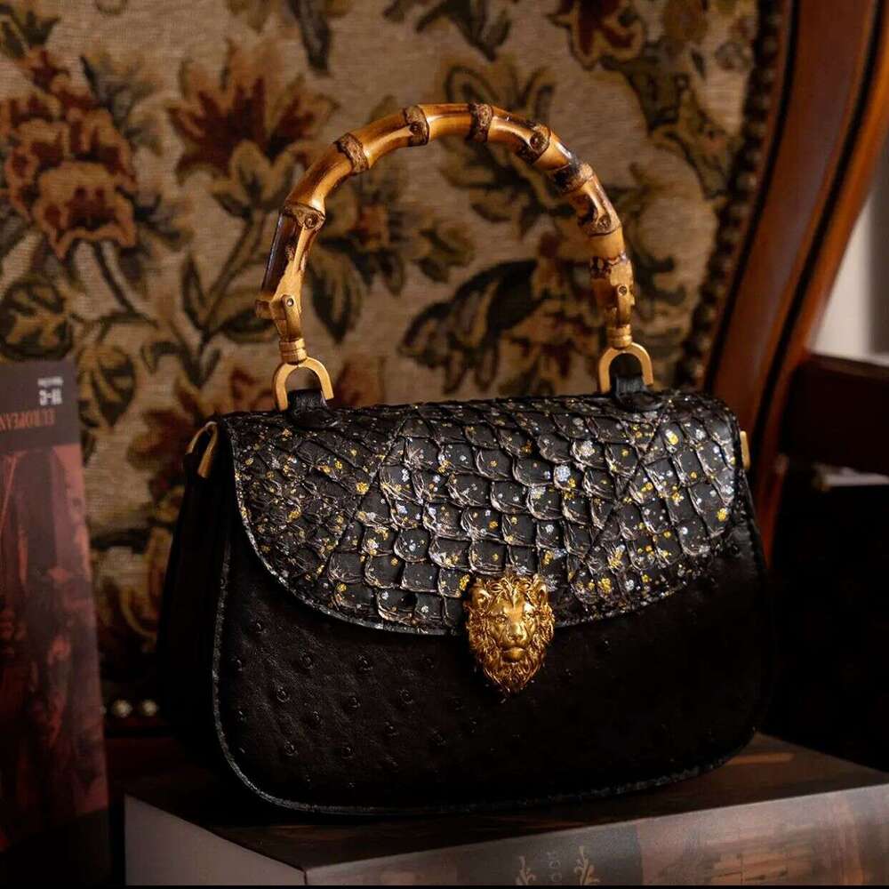 Genuine Bamboo High-end Leather Knot Handbag for Women 2025 New Niche Fashion Single Shoulder Crossbody Small Bag