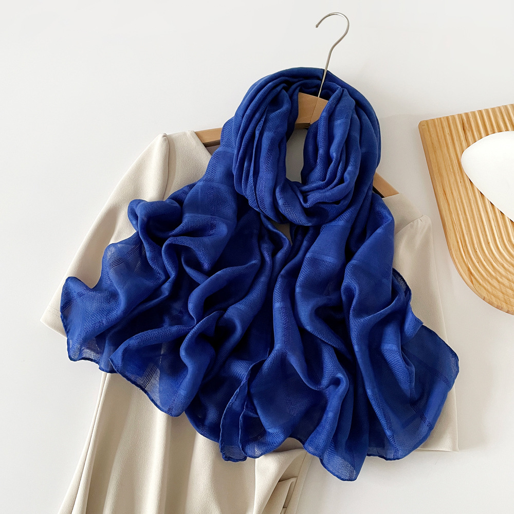 K1030 2025 Spring New Pure Color High Silk Scarf Women's European and American Imitation Silk Thin Scarf Small Long Scarf Cross-border Scarf Whol