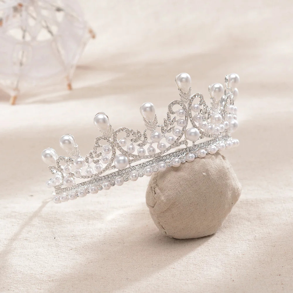 Pearl Crystal Bridal Tiaras And Crowns for Women Bride Party Rhinestone Prom Diadem Wedding Bridal Hair Accessories Jewel 250610