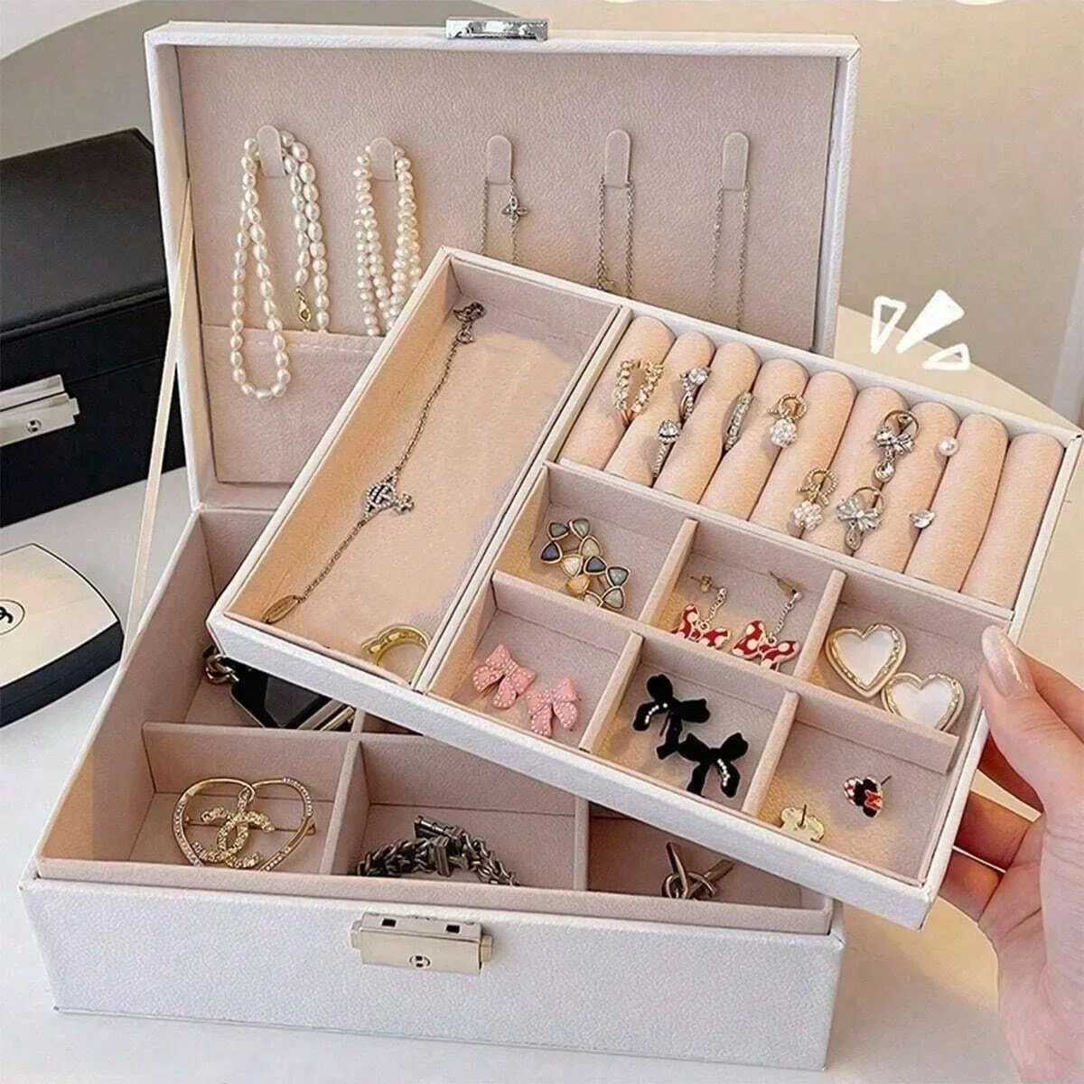Double Jewelry Box Earrings Necklace Ring Jewelry Box Jewelry Storage Box Jewlery Box Jewelry Organizer Jewelry Box 250614 - view 4