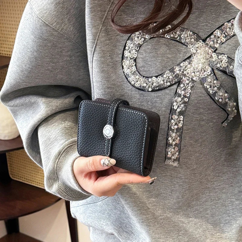 Vintage Quiet Luxury Women Card Holder Small Delicate Ins Minimalist Exquisite Purse Elegant PU Leather Portable Clutch Wallet 250614