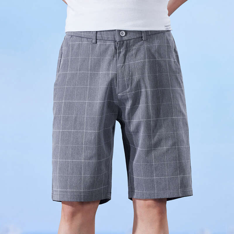 506 Men's Five-Point Thin Style Plaid Elastic Pants 2025 Summer New Straight Shorts Men
