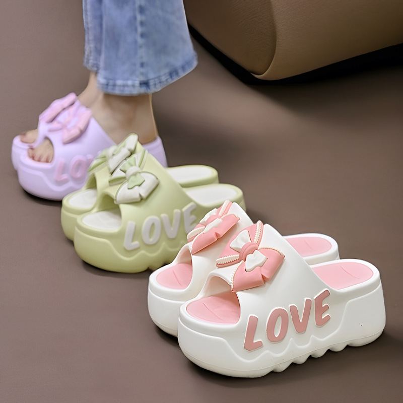 Summer New Thick soled Women's High Heels Indoor Fashion Bow Designer Sandals Women's Fashion Sandals Women's Slippers
