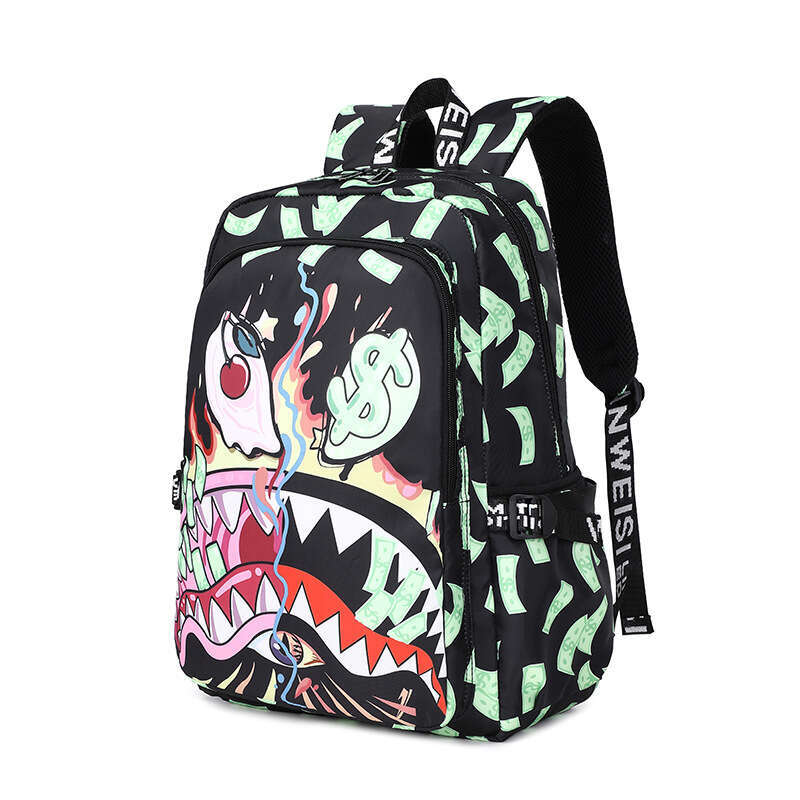 New Colorful Shark Student Lightweight Waterproof Printed Large Capacity Personalized Cartoon Simple Backpack