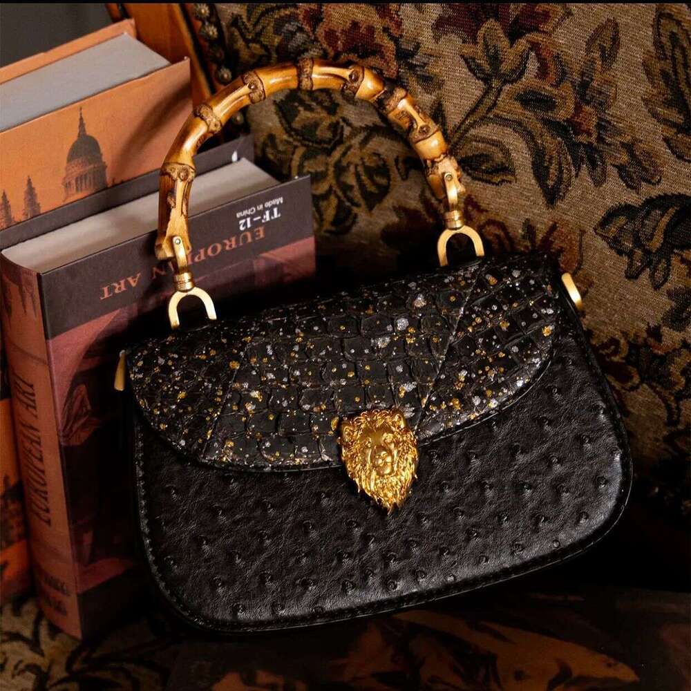 Genuine Bamboo High-end Leather Knot Handbag for Women 2025 New Niche Fashion Single Shoulder Crossbody Small Bag