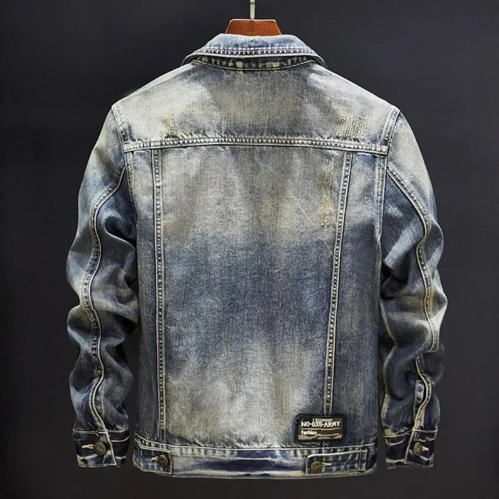 Korea Denim Jackets for Men Vintage Button Cowboy Coat of Fabric Korean Clothes Worn at Lowest Price Trendy Low 250614