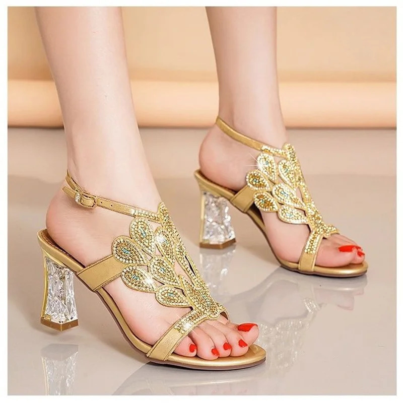 Rhinestone Womens Shoes Party Crystal High Heel Comfortable Sandals Banquet Beautiful Summer Wedding Shoes 250610