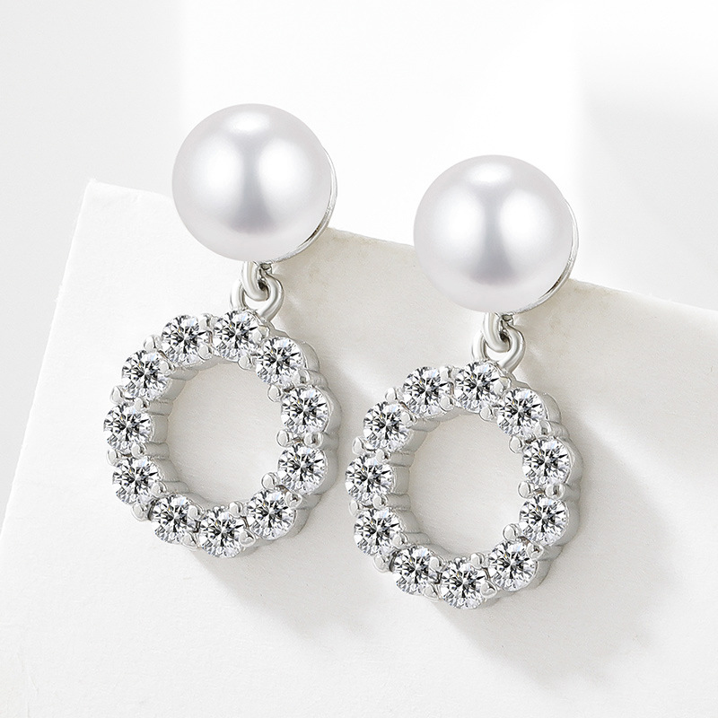 Personalized Exquisite Earrings - Long Dangling Pearl Ear Studs for Women Choker Style Pearl Drop Hoop Earring Set with 925 Silver needle pin