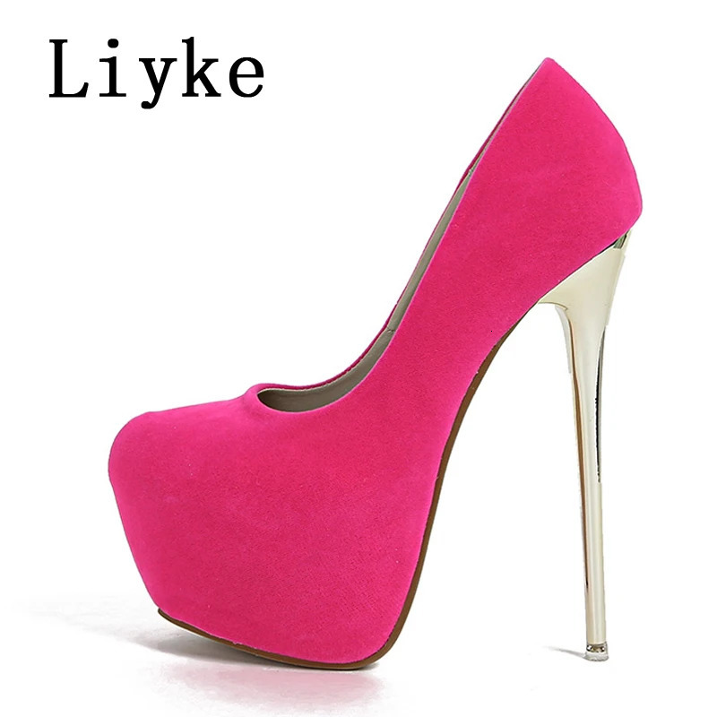 Liyke 2025 Spring Autumn Fashion Platform Pumps Sexy Round Toe Thin High Heels Womens Wedding Party Nightclub Dress Shoes 250613
