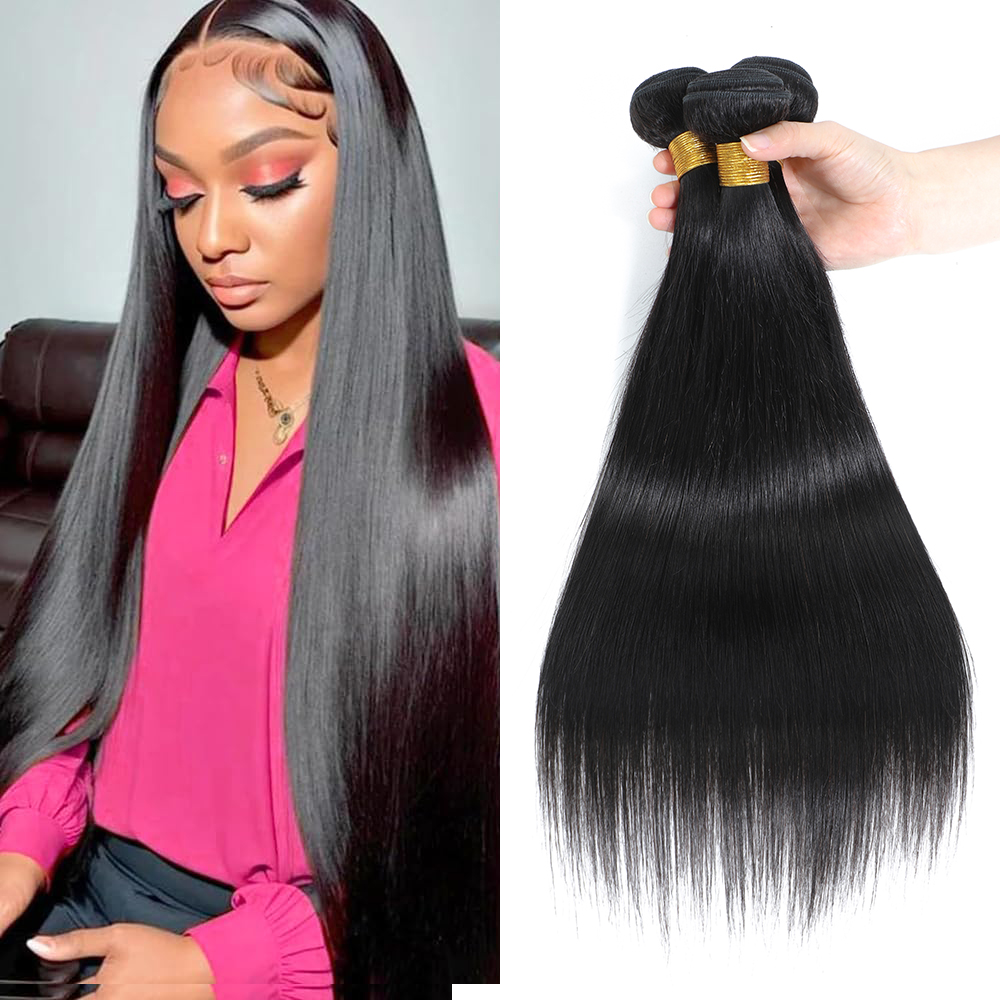 Silky Straight Human Hair Bundles 100% Unprocessed Brazilian Virgin Weave Bundles 10A Brazilian Human Hair 3 Bundles