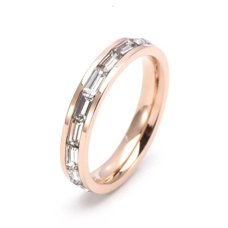 Trendy High Quality Fine Waterproof Stainless Steel Zircon Jewelry Gold Plated Accessories Engament Ring Gift For Girlfriend 250610