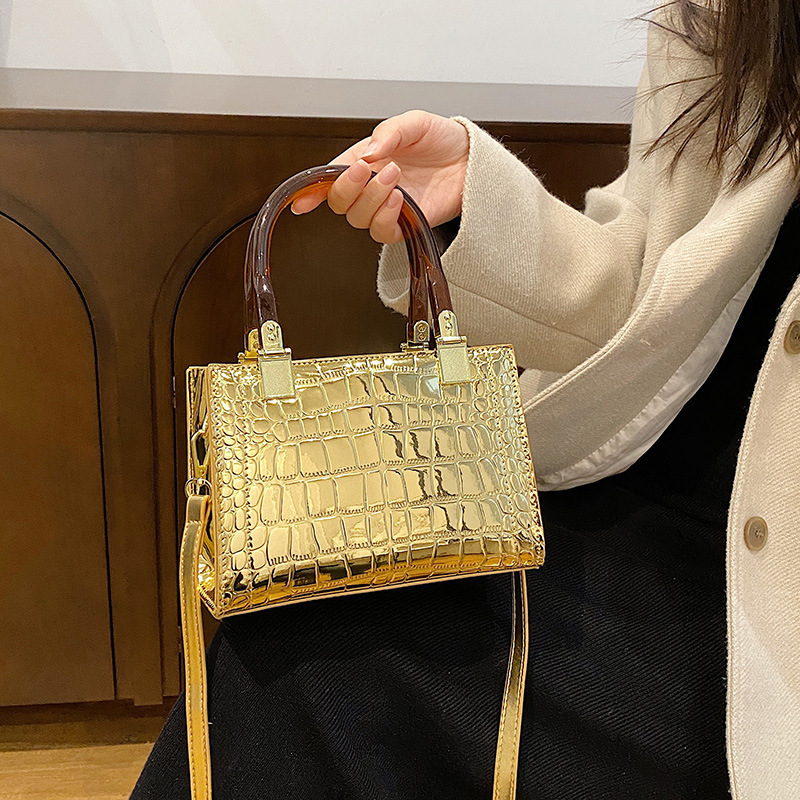 High quality brand high-quality new style free designer bag new cross-border fashion glossy patent leather stone pattern shoulder width bag new free d