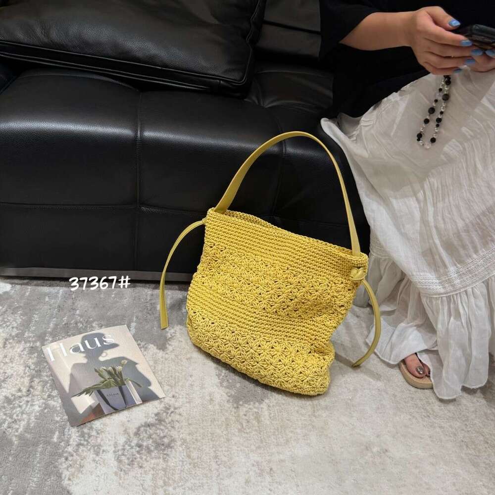 Wax Rope Handmade Crochet Large Capacity Tote Bag for Women 2025 New Fashion Versatile Beach Style Shoulder Handbag